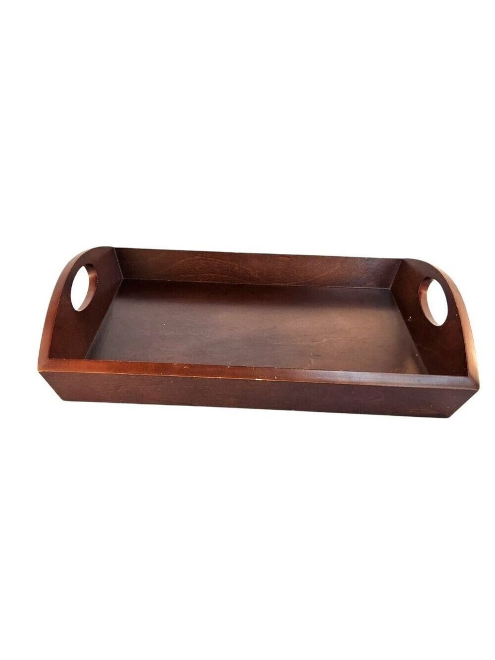 Wooden Serving Tray With Handles For Kitchen Or Home Décor Rectangular Dark Brow